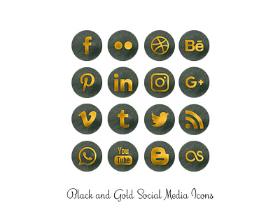 Black and Gold Watercolor Icons
