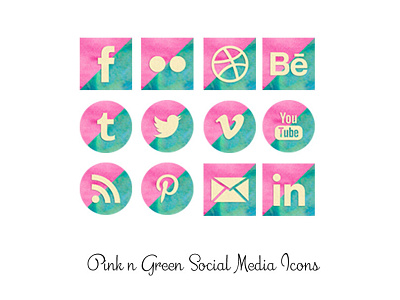 Pink & Green Watercolor Icons icons pink png social media watercolor