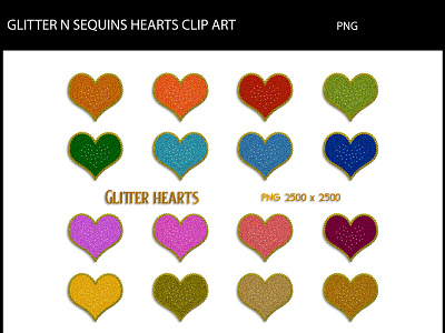 Glitter N Sequins Hearts Clip Art glitter hearts png sequins