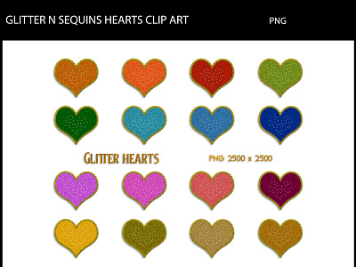 Glitter N Sequins Hearts Clip Art