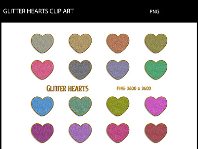 Glitter Hearts Clip Art