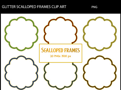 Glitter Scalloped Frames Clip Art borders frames glitter png scallop