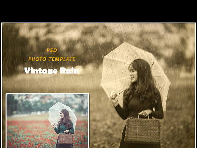 Vintage Rain Photo Effect mockup photo effect photo template psd psd template rain vintage