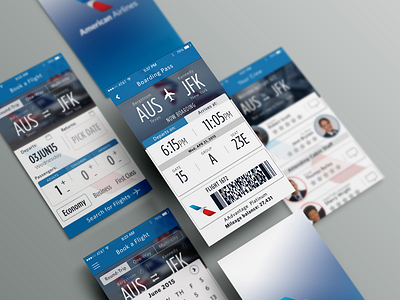 American Airlines App - Concept Redesign airplane american american airlines app book flight booking pass concepts flights flying mobile plane redesign