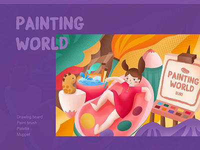 Painting World app design illustration ui web