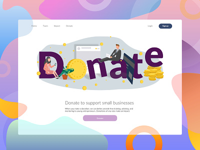 Donate and Signup blockchain branding design donations entrepreneur flat illustration impact token ui ux vector
