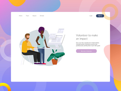 Volunteer Illustration Make an Impact branding design donations entrepreneur flat icon illustration impact ui ux website