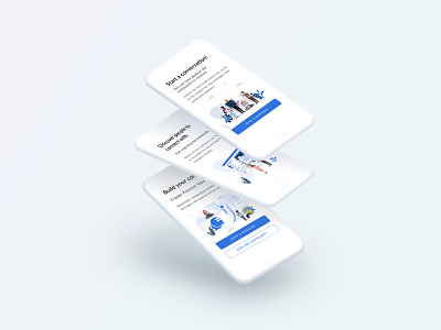 Mobile Homepage View with Different Header States. app blue branding design design app entrepreneur flat flow homepage icon illustration states ui ux vector website