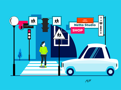 Traffic design illustration illustrator minimalist simple vector