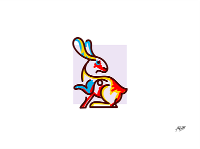 Rabbit art design flat illustration illustrator logo minimal simple vector