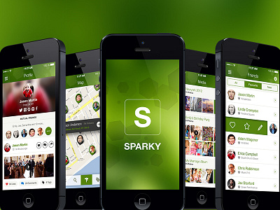Sparky Flat Mobile Ui Theme background chat clean dashboard flat ios7 location media messaging metro navigation stats