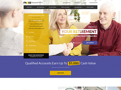 Landing Page - Retirement Gold Group gold investment landing page retirement saving silver