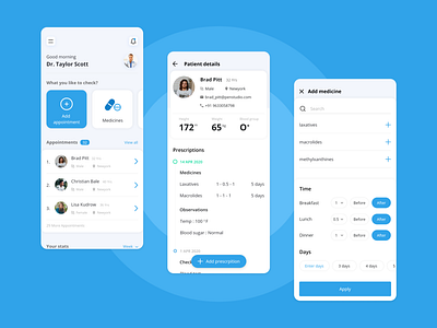 Medico - Clinic management concept add adobe xd android app app clinical concept dashboad design doctor app doctor appointment edit home hospital app ios management app medical product design profile ui ux