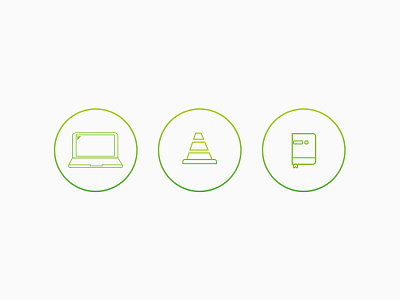 Gradient Icons book clean gradient green iconography joseph tatum laptop saftey cone simple ui ux