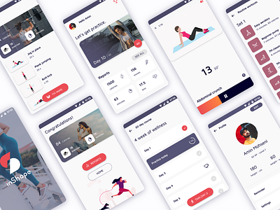 inShape - Home Workout App UI/UX android app application exercise fitness fitness app gym home workout minimal ui uiux ux