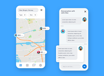 Booking app in blue android app booking design ios map mobile ui ux web