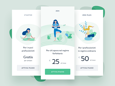 Fiscozen Pricing Hero green hero illustration pricing table vector ui zen