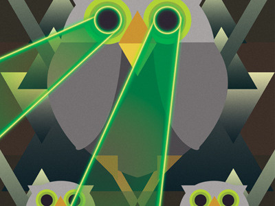 Laser Owls illustration laser owl print ski