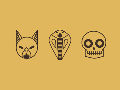 Bat, Cobra & Skull bat cobra icon illustration line simple skull