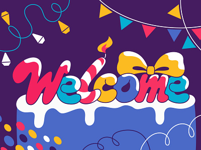 Welcome banner 2d art background banner cartoon design illustration welcome