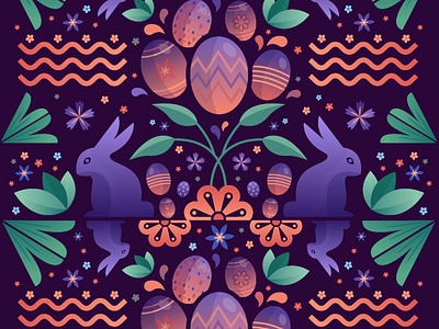 Easter adobe allover artwork creation drawing easter eggs flat design graphic design illustration illustrator pattern rabbit wallpaper