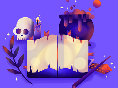 Spellbook dribbble best shot dribbbleweeklywarmup flatdesign halloween halloween design halloween party illustration illustrator magic magical procreate procreate art spooktober spooky spooky season witch