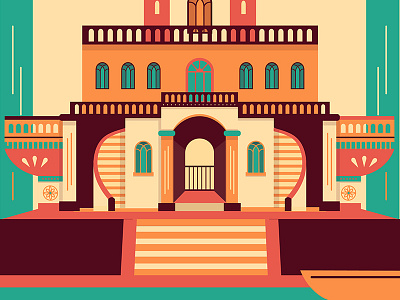 Temple #5 architecture artwork colorful flat design graphic design illustration illustrator landscape orange temple