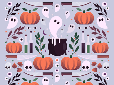 Halloween allover artwork creation creative flat design ghost ghosts graphic design graphicdesigner halloween halloween design halloween party illustration illustrator pattern pumpkin skull wallpaper