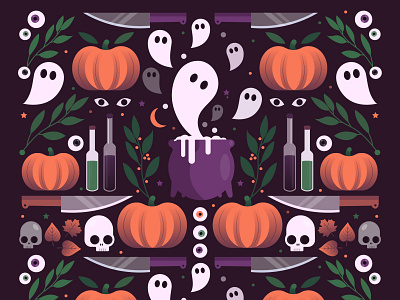 Halloween pattern adobe allover artwork autumn creation creepy fall ghost ghosts graphicdesign halloween halloween design halloween party illustration illustrator pattern pumpkin skull spooky wallpaper