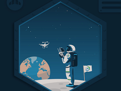 Bati Exp'Air artwork astronaut cosmonaut creative digitalart drawing drone earth flatdesign graphic design graphicdesigner illustration illustrator mission moon planet space spacial universe vectorart