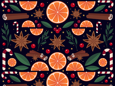 Christmas Time adobe allover artwork christmas party creation drawing flat design graphic design graphicdesigner illustration illustrator motif noel orange party pattern wallpaper