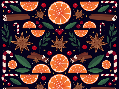 Christmas Time adobe allover artwork christmas party creation drawing flat design graphic design graphicdesigner illustration illustrator motif noel orange party pattern wallpaper