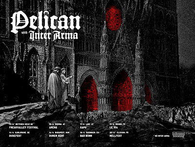 Pelican Inter Arma Tour Poster gig poster inter arma metal pelican show poster
