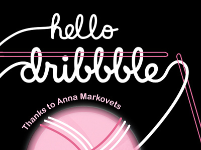 Hello Dribbble! Thanks to @Anna Markovets for the invitation! hand drawn font knitting needles