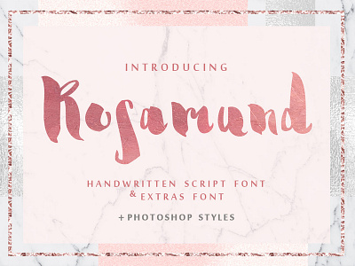 Rosamund script font & Extras + PS Styles branding design hand drawn font icon illustration logo typography