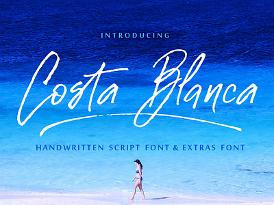 Costa Blanca script font + Extras branding design hand drawn font illustration lettering logo type typography vector