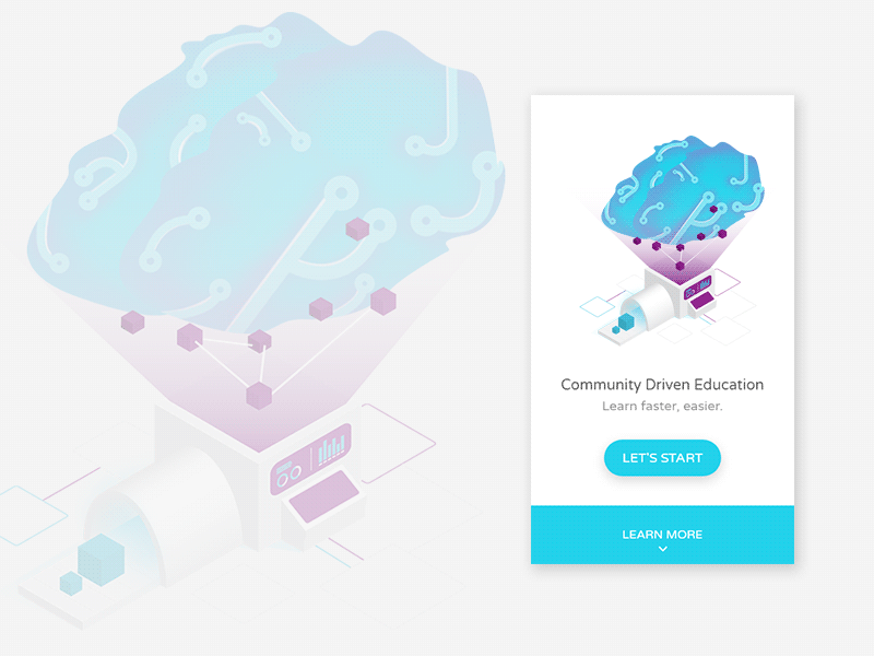 Education App With AI Landing Page 3d ai animation app brain illustration isometric landing mobile ui ux