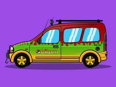 Bilzen Auto Jurassic Park Style affinitydesigner bilzen car design graphic illustration vector