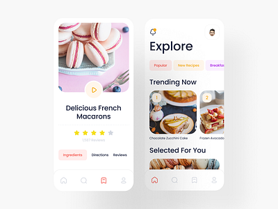 Recipes App app clean ui color combination color palette cooking drink figma design food food apps kitchen modern octatheme recipe recipes app restaurant rounded corners tasty trendy ui ux