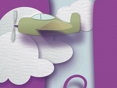 Digital Cut Paper Diorama airplane cut paper digital illustration