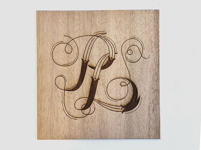 P L Letters finished etching type wood woodcut