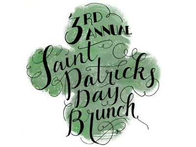 St Patricks Day Brunch calligraphy clover green st patricks day type