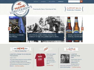 MLCA homepage branding lobster website