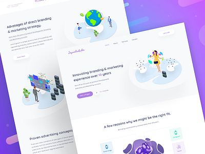 Landing Page design gradients illustration interaction landing minimal mockup page presentation sliders ui website