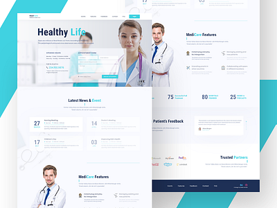 Medical Website Homepage Concept color design doctor health hospital medical medicine minimal typography ui website