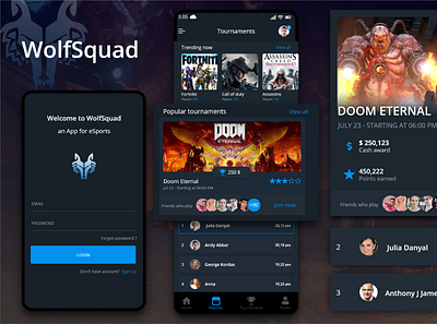 WolfSquad E-Sports adobe xd creative design game design gaming leaderboard online gaming tournament