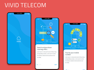 Vivid Telecom adobe xd branding clean app illustration material design ui ux design vector