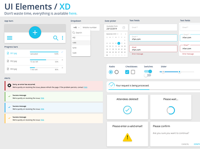 Ui Elements for Adobe XD adobe xd alert app character element uidesign uikit uikits