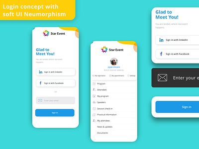 Login concept with Soft UI Neumorphism 2020 trend adobe xd clean app creative design material design neumorphic neumorphism trending ui