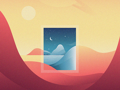 Alt Sunset clouds design illustration landscape moon orange space sun water